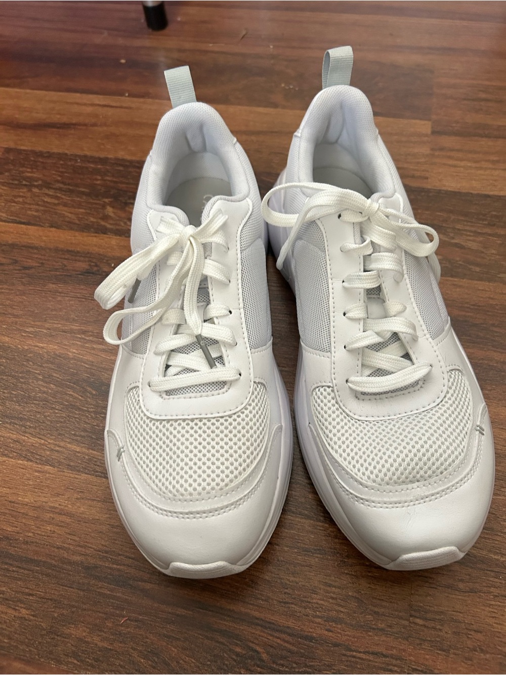 Men's White Athletic Mesh & Leather Sneakers